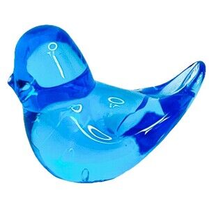 Vintage Leo Ward 1986 Signed Blue Art Glass Bird Figurine Studio Sculpture